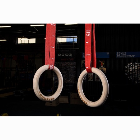 Купить Кольца гимнастические 32 мм красные стропы в Северобайкальске 