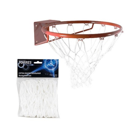 Купить Сетка баскетбольная Torres, нить 4 мм, белая в Северобайкальске 